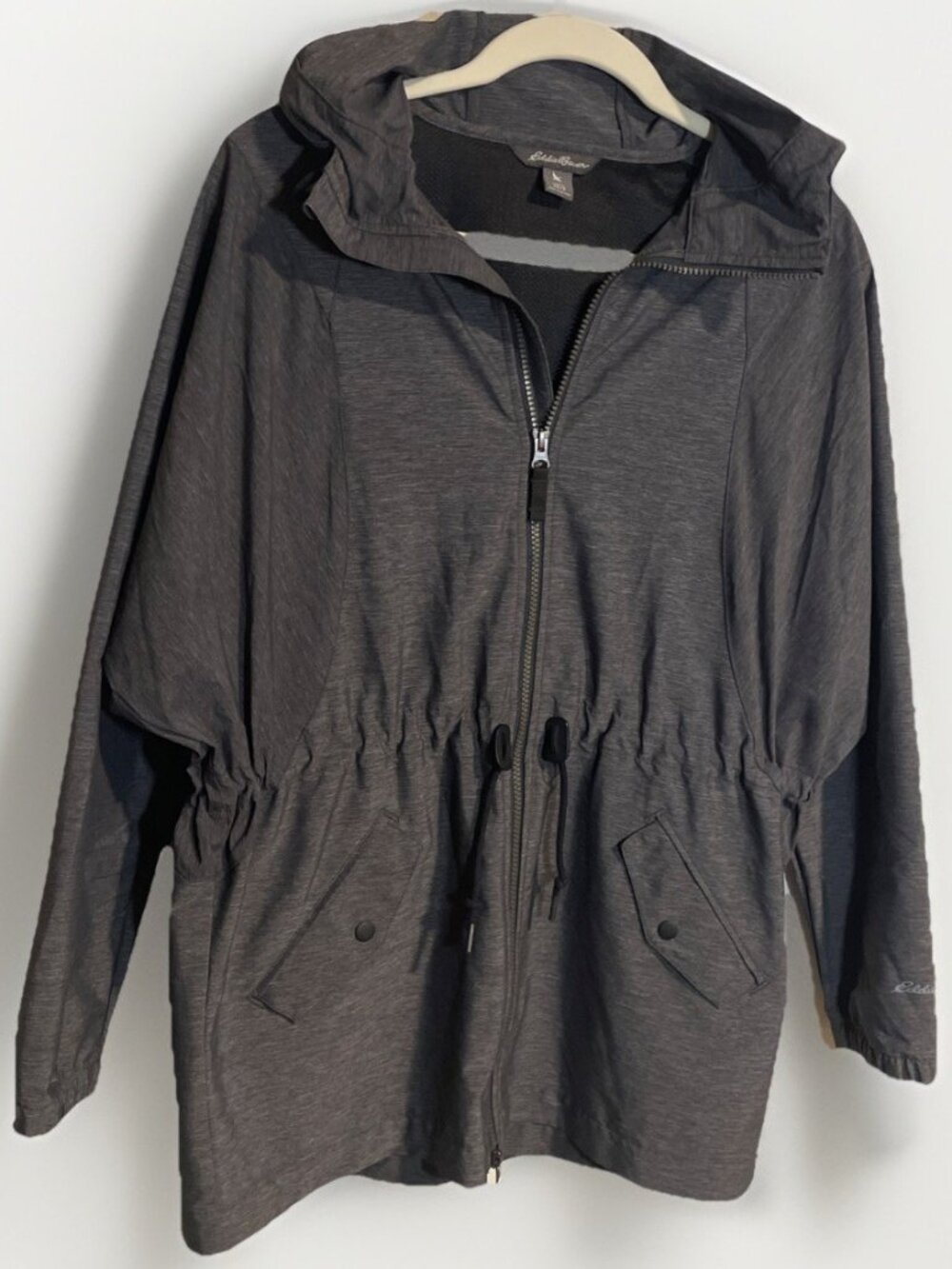 Eddie Bauer Womens XS/S Hooded Jacket Dark grey Raincoat Parka Casual Packable